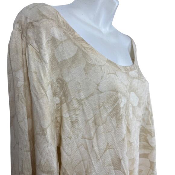J Jill Silk Cotton Cashmere Blend Beige Ivory Floral Lightweight Sweater sz XL - Picture 4 of 16